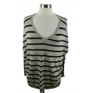 Express Womens V Neck Beige Black Striped Sweater Size XS